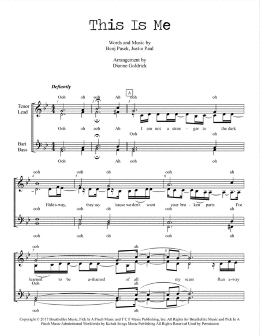 This Is Me This Is Me SSAA scores gallery preview page 1