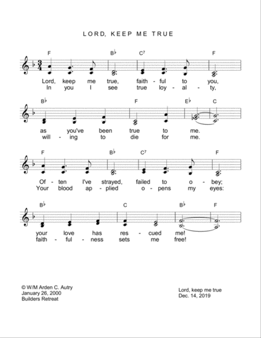 Lord, Keep Me True Lord, Keep Me True Vocal Duet scores gallery preview page 1