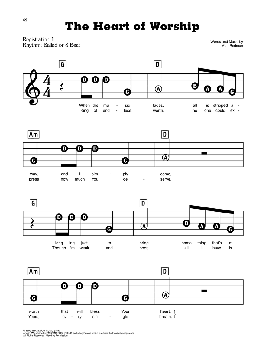 The Heart Of Worship (When The Music Fades) Electronic Keyboard scores gallery preview page 1