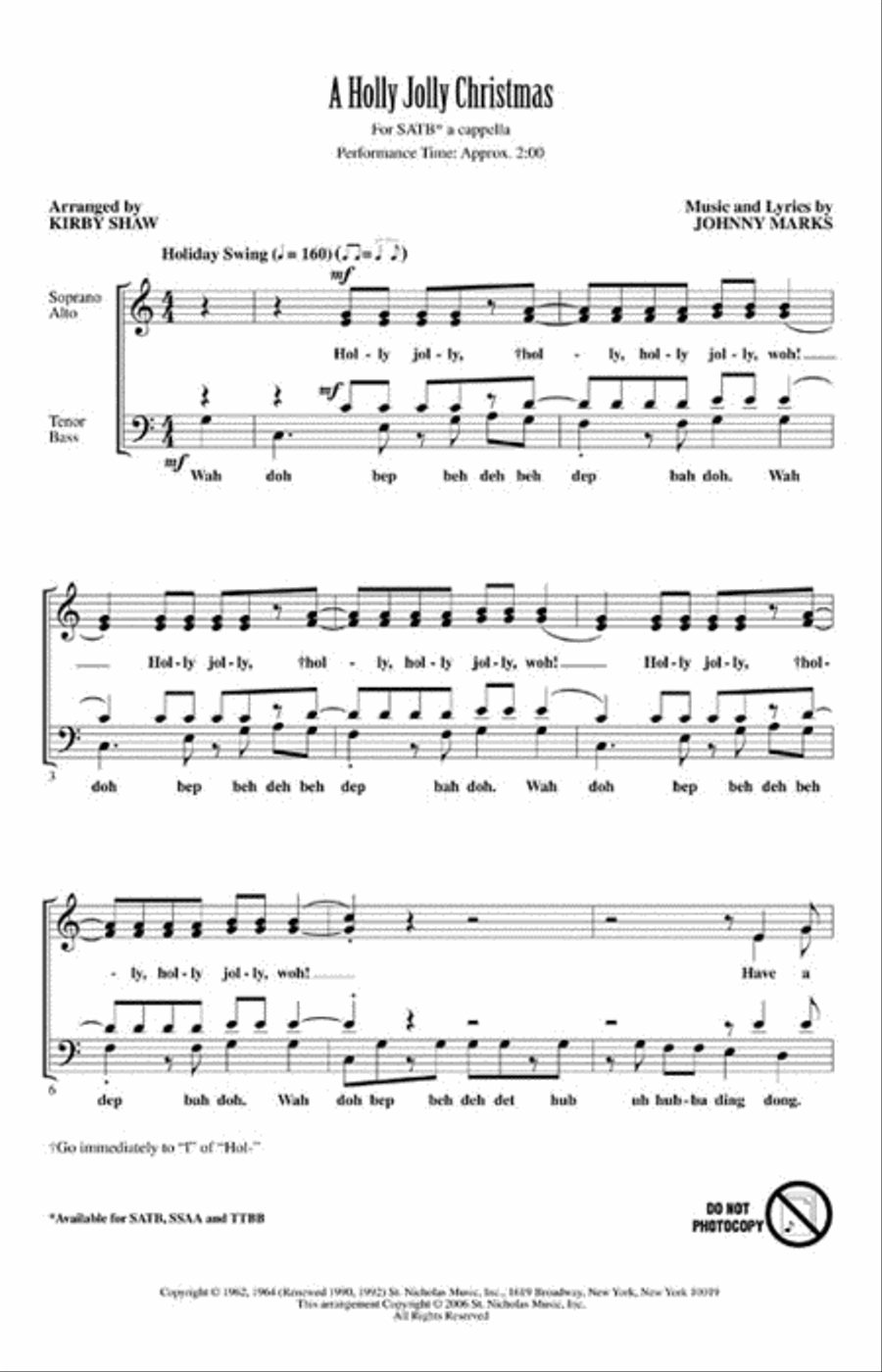 A Holly Jolly Christmas A Holly Jolly Christmas 4-Part scores gallery preview page 2