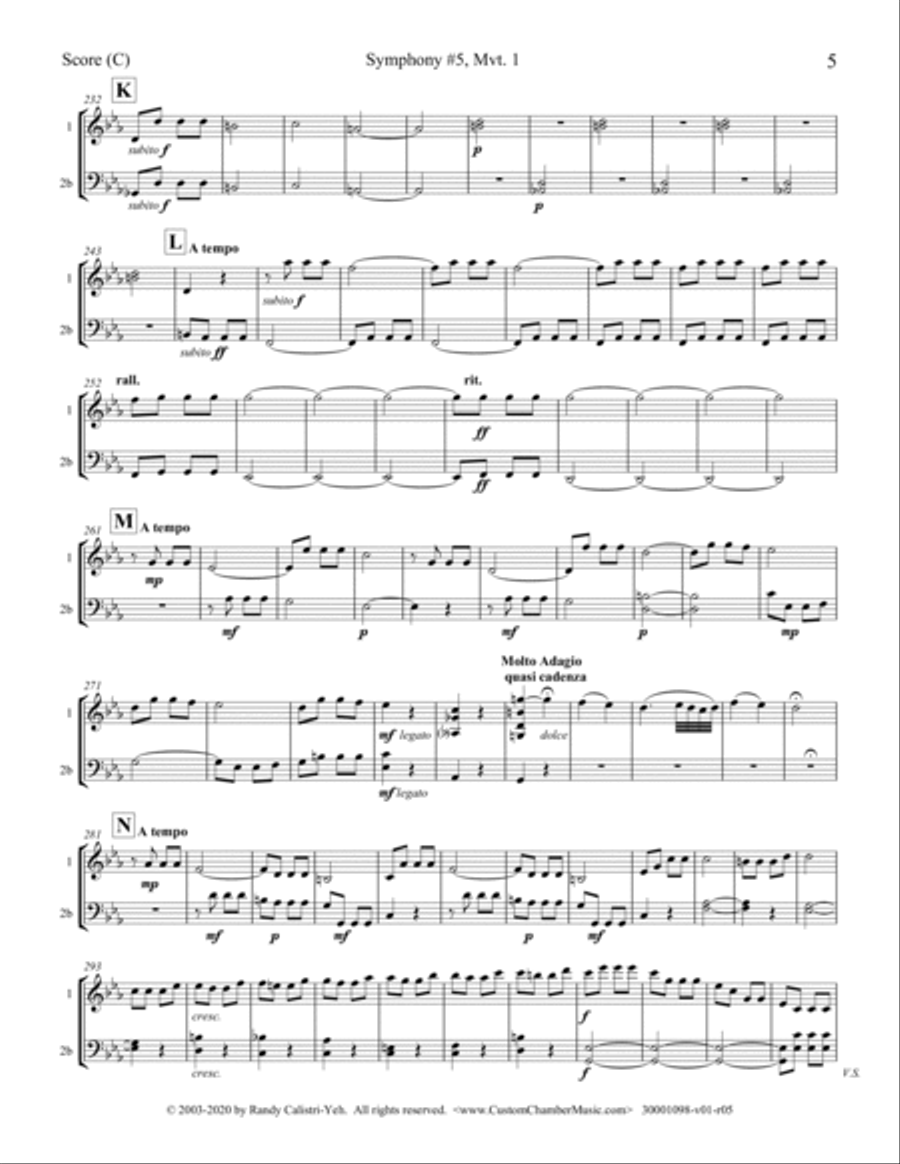Beethoven Symphony No. 5, Op. 67, Mvt. 1 (violin/cello or violin/viola duet) String Duet scores gallery preview page 5
