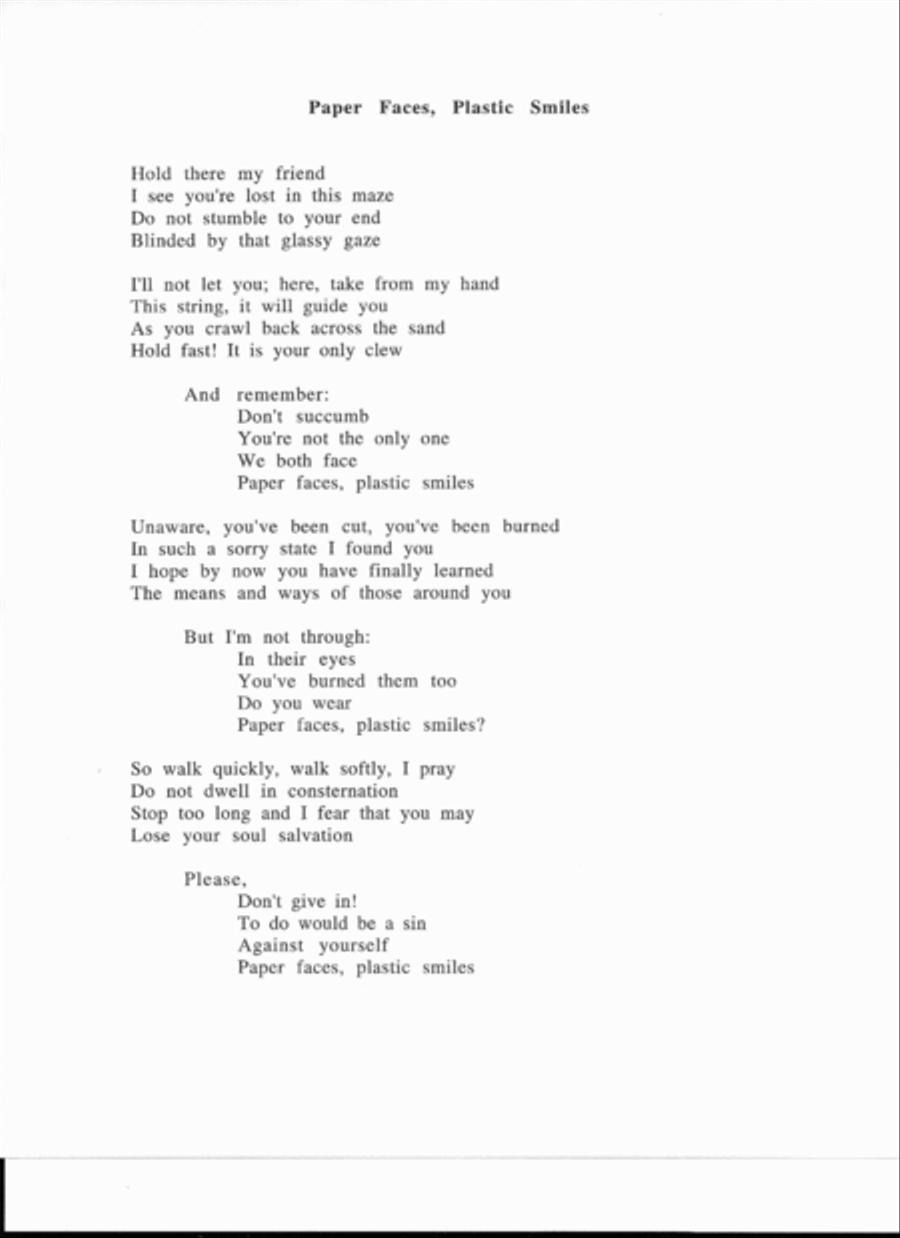 Paper Faces, Plastic Smiles Piano, Vocal, Guitar scores gallery preview page 3