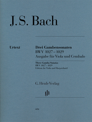Book cover for Sonatas for Viola da Gamba and Harpsichord BWV 1027-1029
