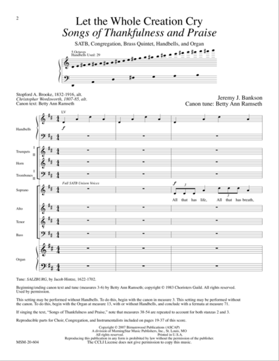Let the Whole Creation Cry 4-Part scores gallery preview page 1