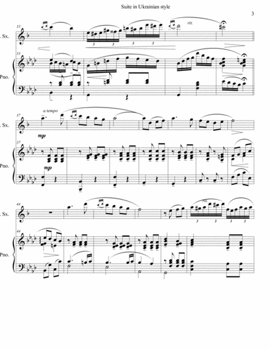 Suite in Ukrainian style,for saxo-alto and piano image number null