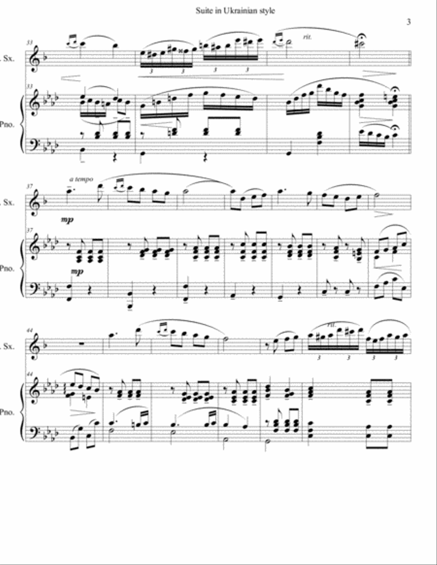 Suite in Ukrainian style,for saxo-alto and piano Alto Saxophone scores gallery preview page 3