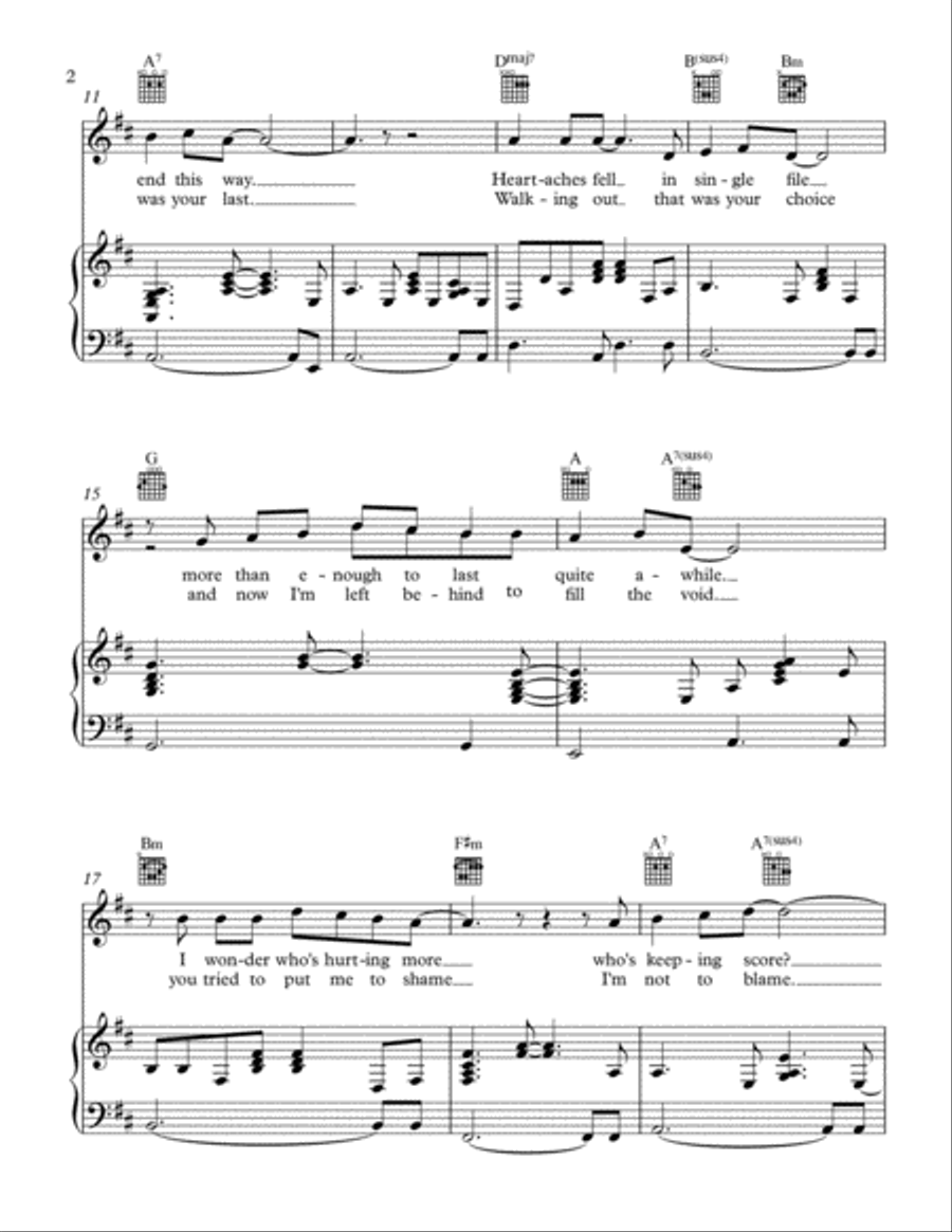 Standing Here In The Dark Piano, Vocal, Guitar scores gallery preview page 3