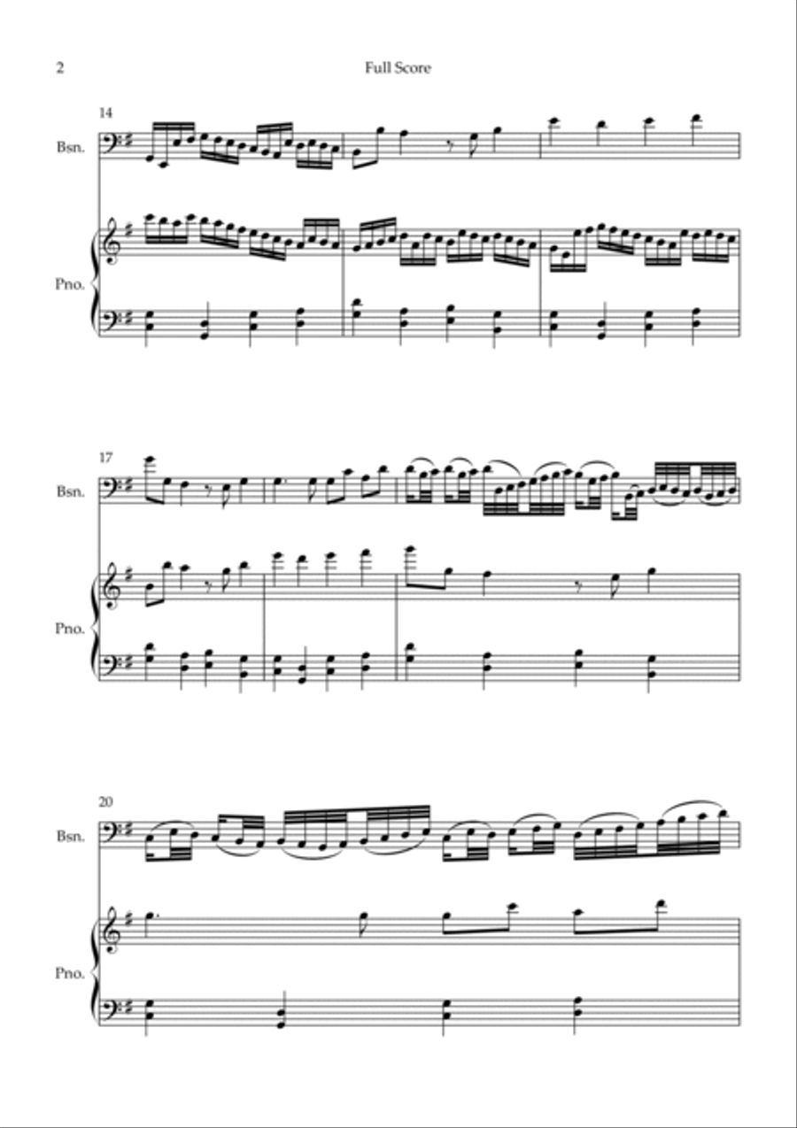 Canon - Johann Pachelbel (Wedding/Reduced Version) for Bassoon Solo and Piano Accompaniment Bassoon Solo scores gallery preview page 2
