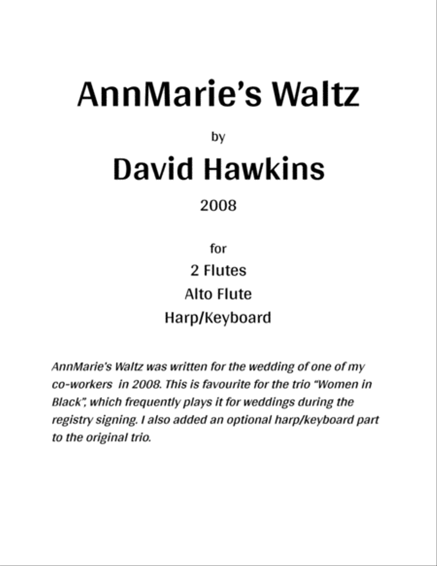 AnnMarie's Waltz (2 flutes, alto flute and harp) image number null