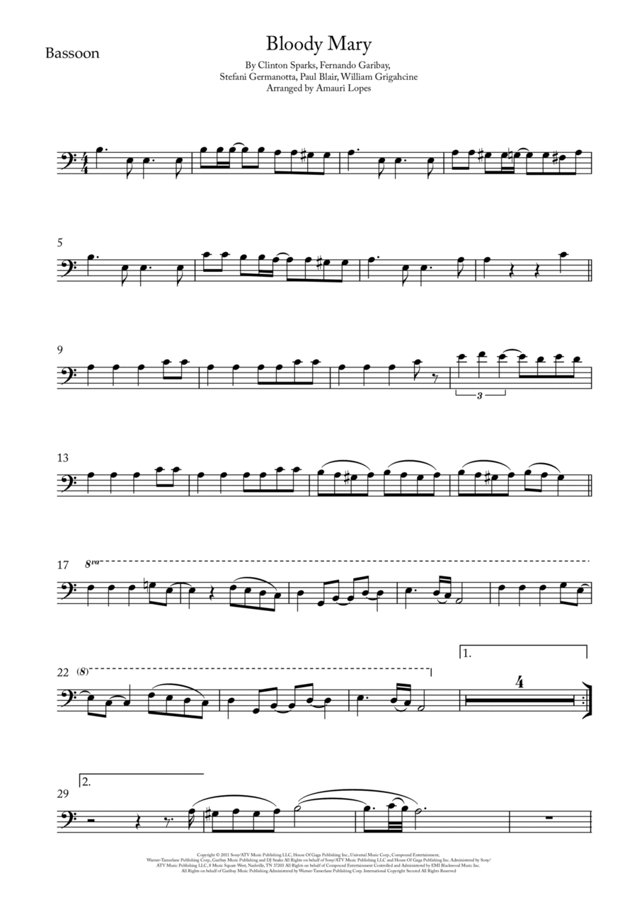 Bloody Mary Bassoon Solo scores gallery preview page 1