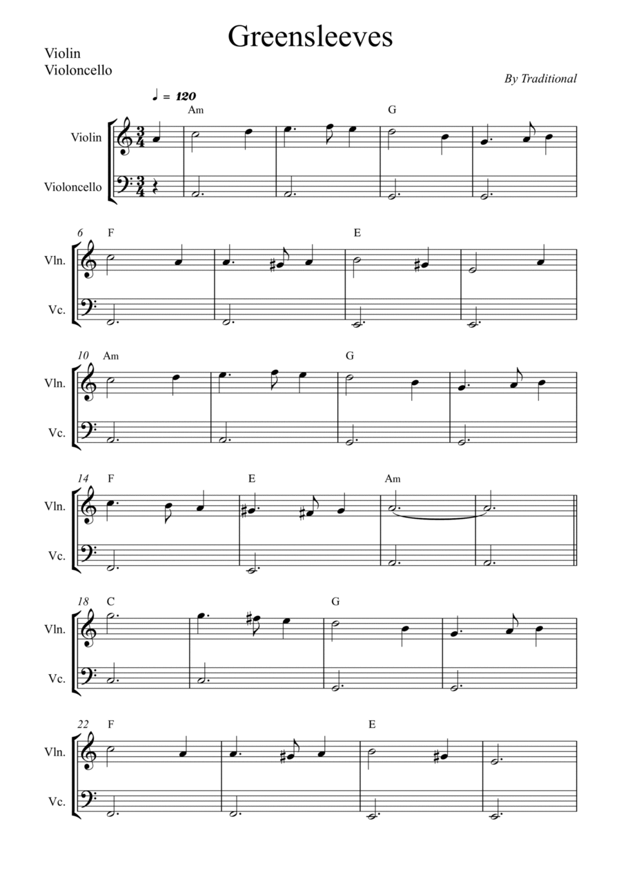 Greensleeves String Duet scores gallery preview page 1