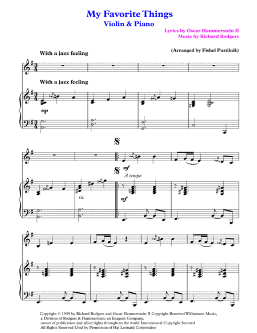 My Favorite Things Violin Solo scores gallery preview page 2