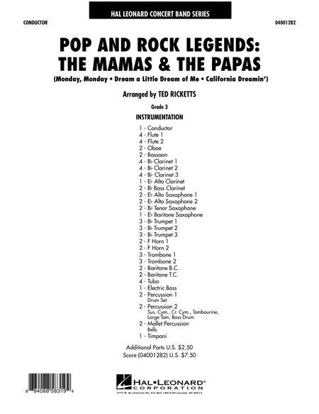Pop And Rock Legends: The Mamas & The Papas - Full Score