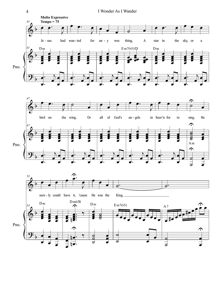 I Wonder As I Wander High Voice scores gallery preview page 4