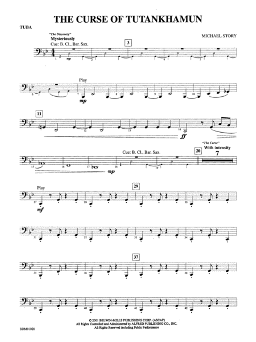 The Curse of Tutankhamun: Tuba Concert Band scores gallery preview page 1