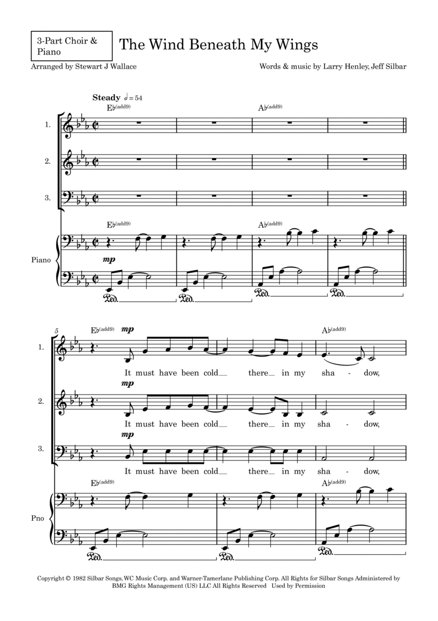 The Wind Beneath My Wings 3-Part scores gallery preview page 1