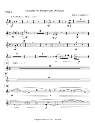 Concerto for Trumpet and Orchestra (2011) Oboe part 1