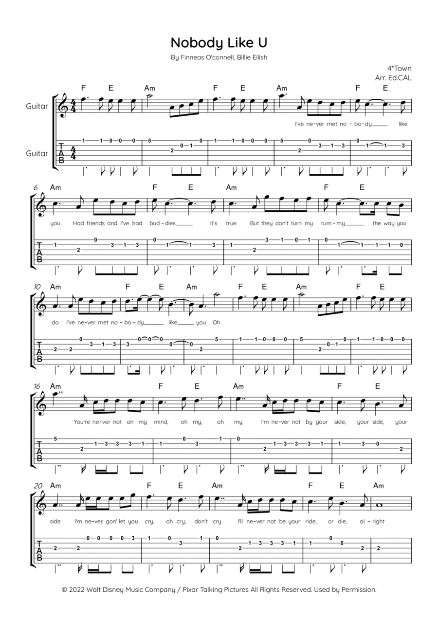 Nobody Like U Electric Guitar scores gallery preview page 1