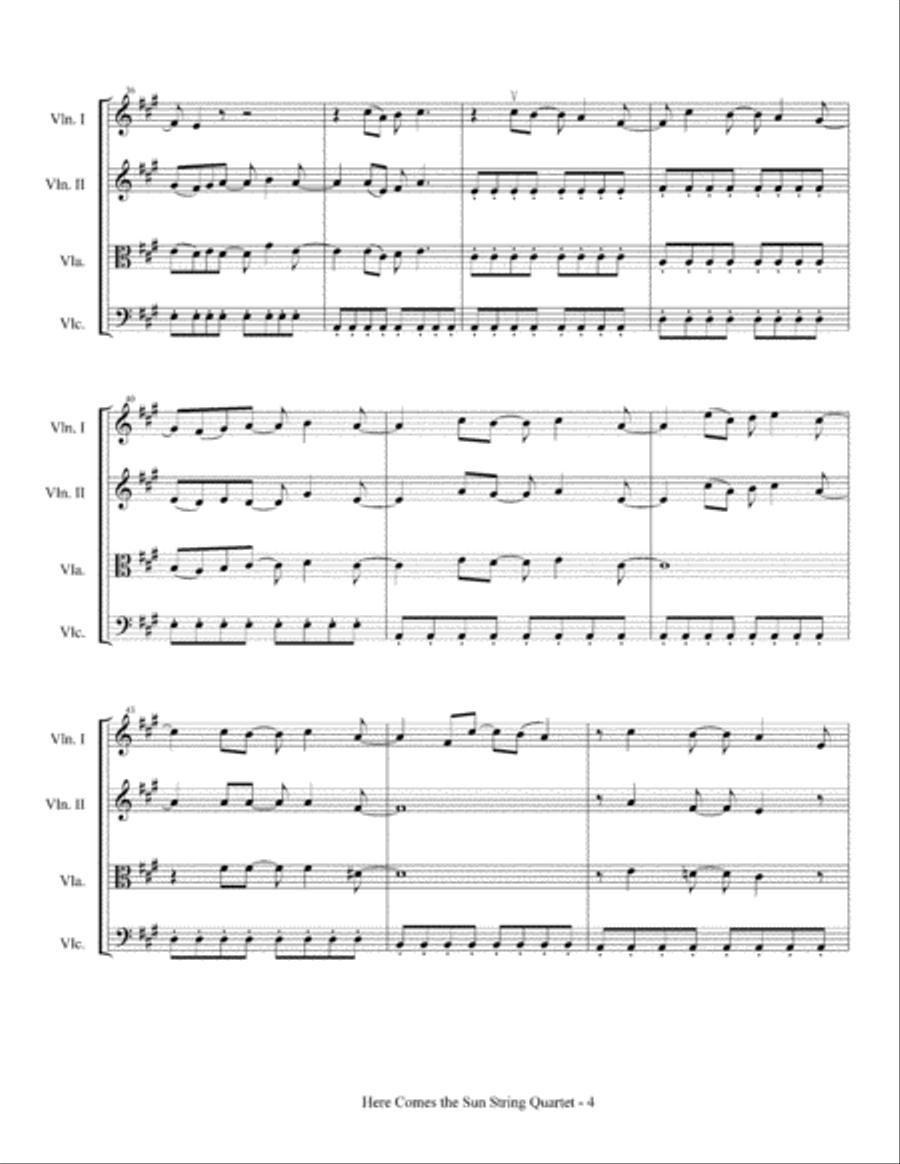 Here Comes The Sun Here Comes The Sun String Quartet scores gallery preview page 5