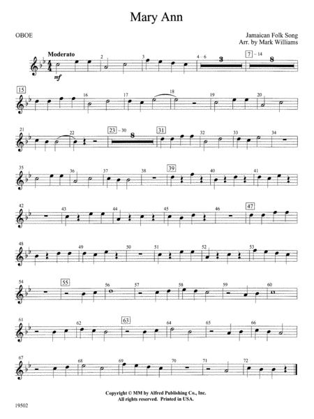 Mary Ann: Oboe by Mark Williams Concert Band - Digital Sheet Music