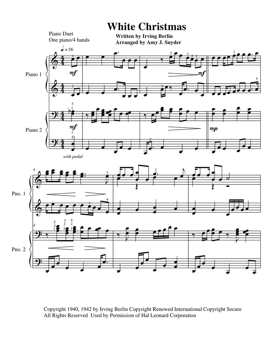 White Christmas 1 Piano, 4-Hands scores gallery preview page 2