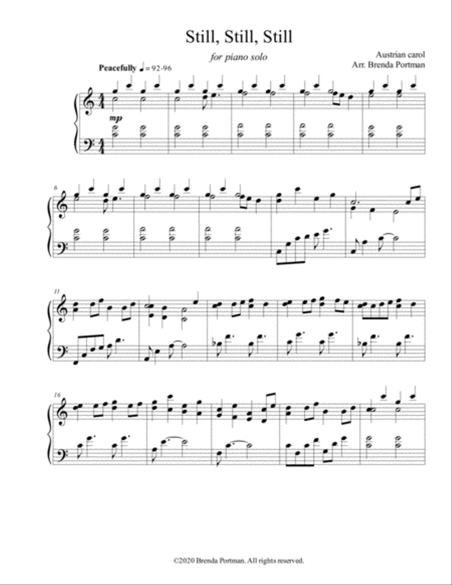 Still, Still, Still (piano solo), arr. Brenda Portman Piano Solo scores gallery preview page 1