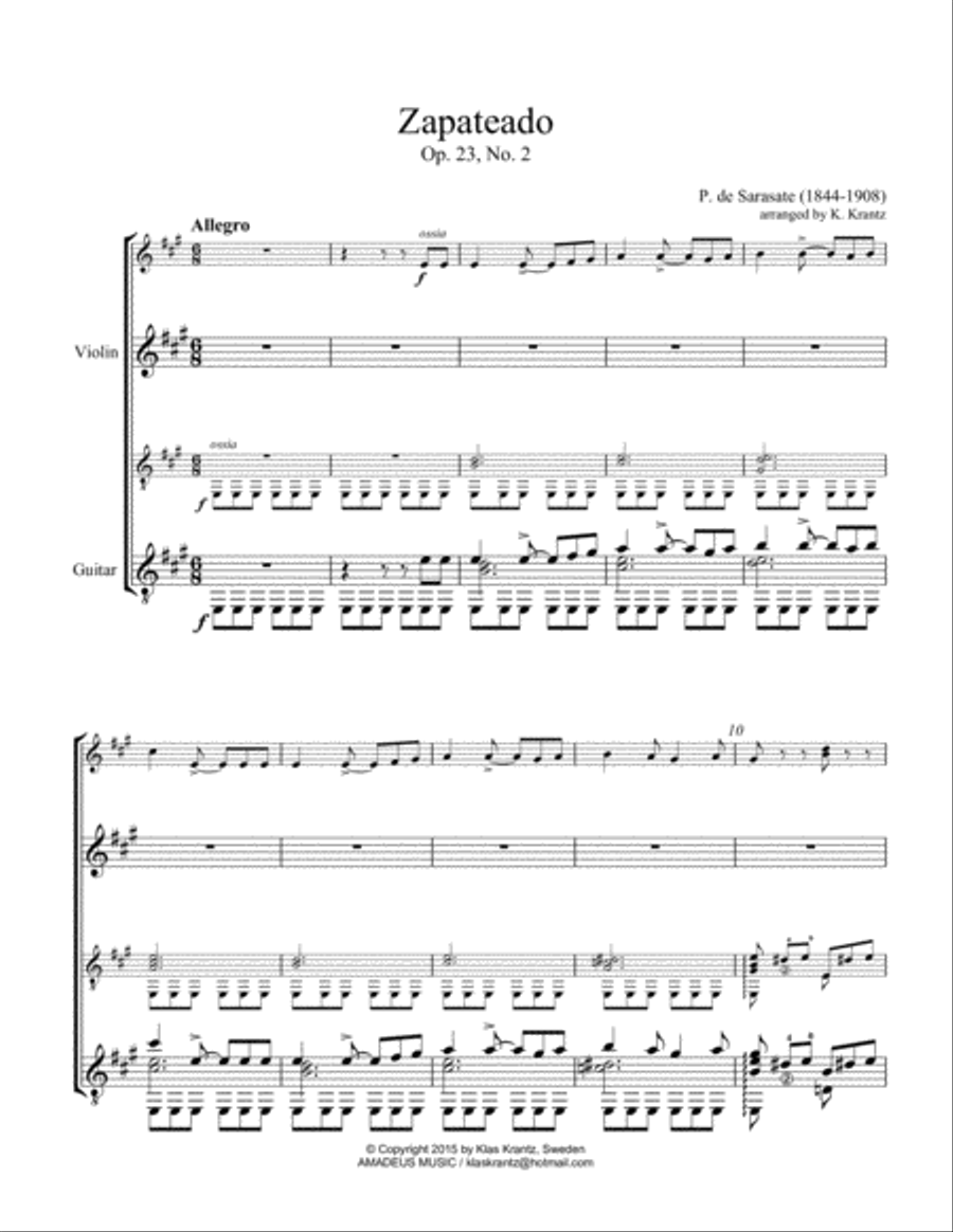 Zapateado Op. 23 No. 6 for violin and guitar Zapateado Op. 23 No. 6 for violin and guitar String Duet scores gallery preview page 2