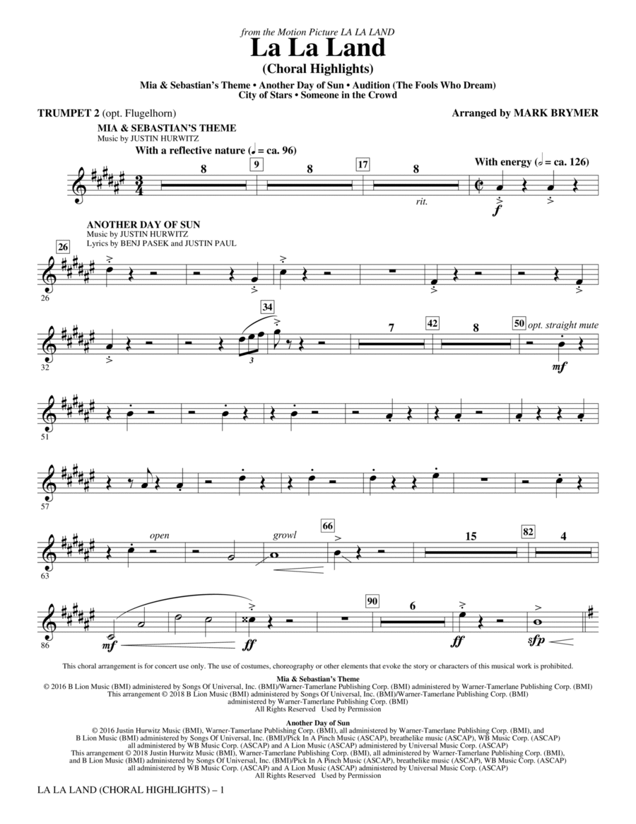 La La Land: Choral Highlights (arr. Mark Brymer) - Trumpet 2