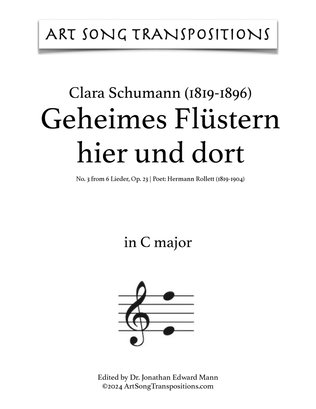 SCHUMANN: Geheimes Flüstern hier und dort, Op. 23 no. 3 (transposed to C major)