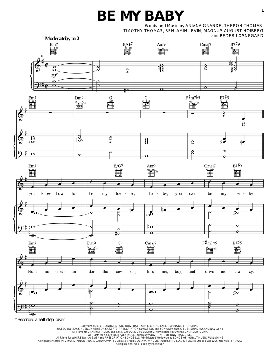 Be My Baby Piano, Vocal, Guitar scores gallery preview page 1