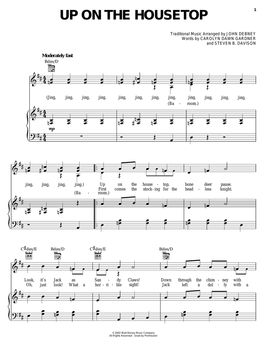 Up On The Housetop Up On The Housetop Piano, Vocal, Guitar scores gallery preview page 1