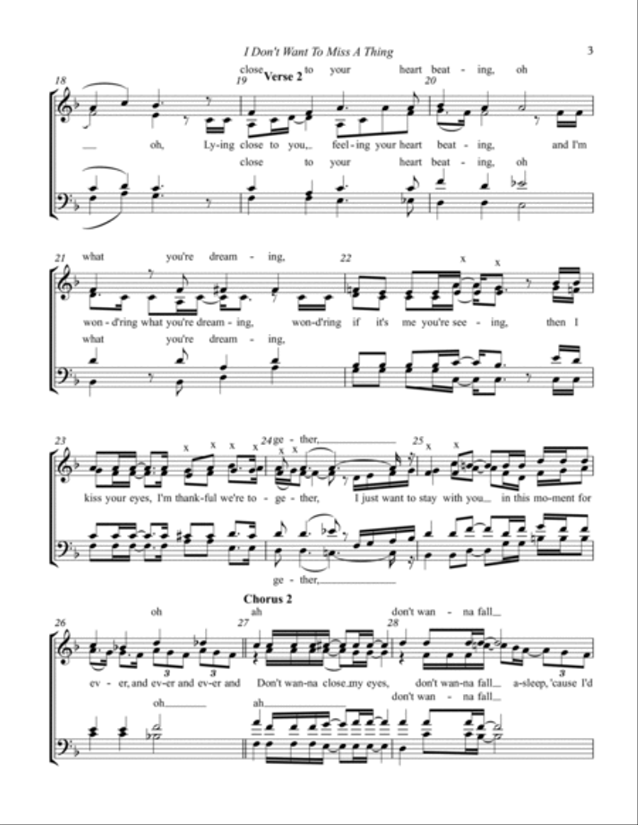 I Don't Want To Miss A Thing 4-Part scores gallery preview page 3