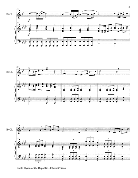 BATTLE HYMN OF THE REPUBLIC (Duet – Bb Clarinet and Piano/Score and Parts) image number null