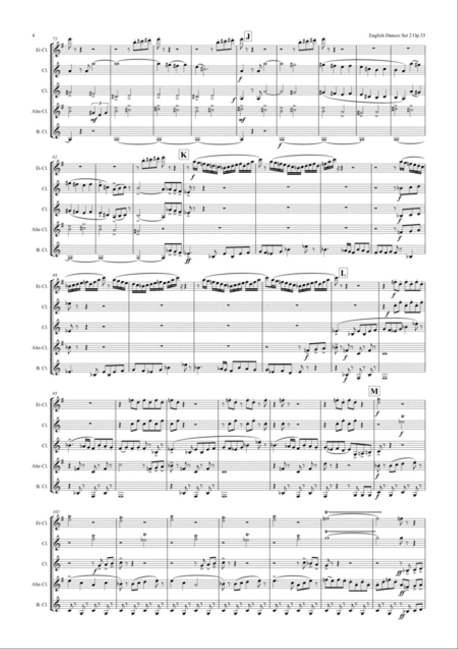 English Dances Set 2 Clarinet Quintet scores gallery preview page 4