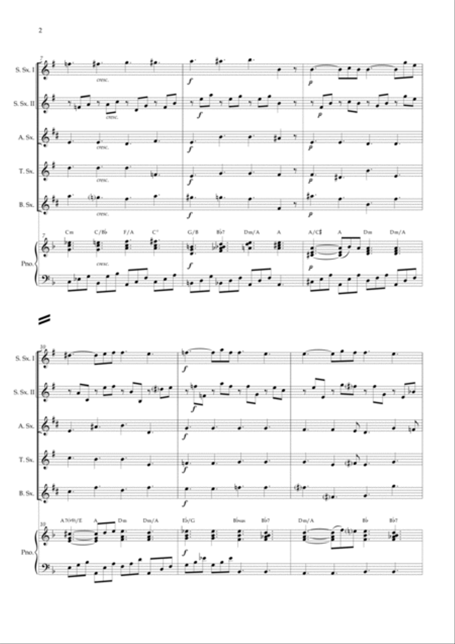 Lacrimosa (Saxophone Quintet) Piano and chords Saxophone Quintet scores gallery preview page 2