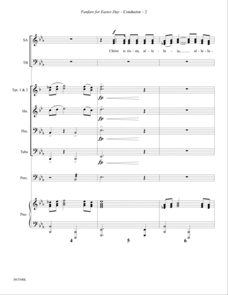 Fanfare for Easter Day - Brass Quintet and Percussion Score and Parts Choir scores gallery preview page 4
