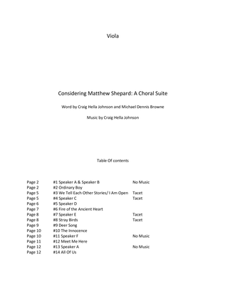 Book cover for Considering Matthew Shepard: A Choral Suite - Viola