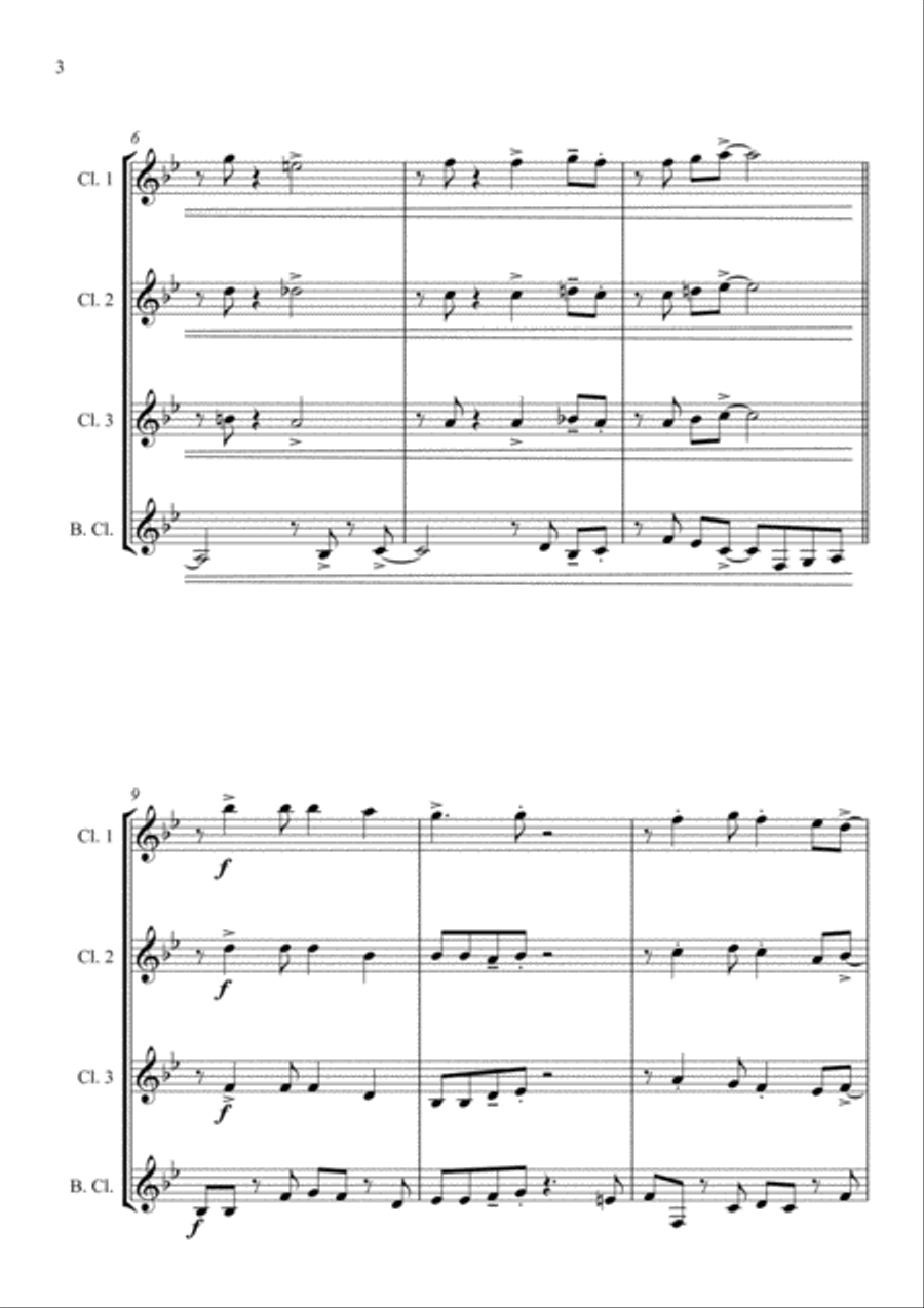 Country Garden - Jazz Arrangement - For Clarinet Quartet Country Garden - Jazz Arrangement - For Clarinet Quartet Clarinet Quartet scores gallery preview page 4