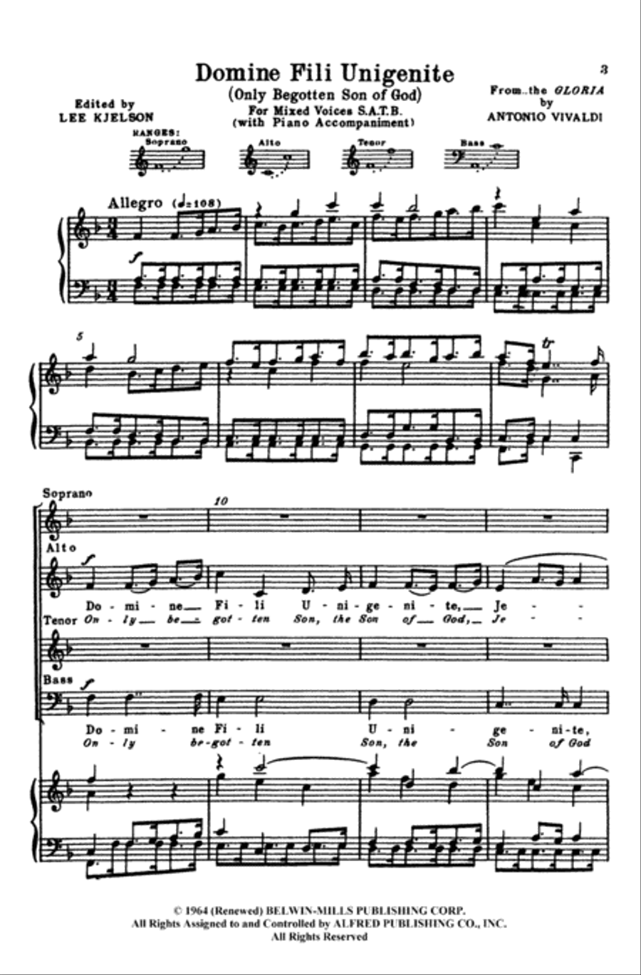 Domini Fili Unigenite (Only Begotten Son of God) Choir scores gallery preview page 2