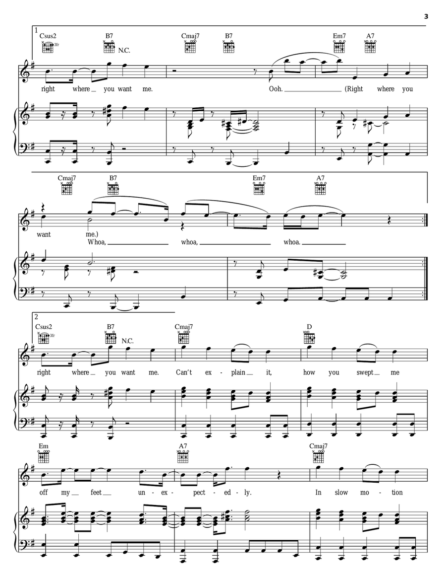 Right Where You Want Me Right Where You Want Me Piano, Vocal, Guitar scores gallery preview page 3