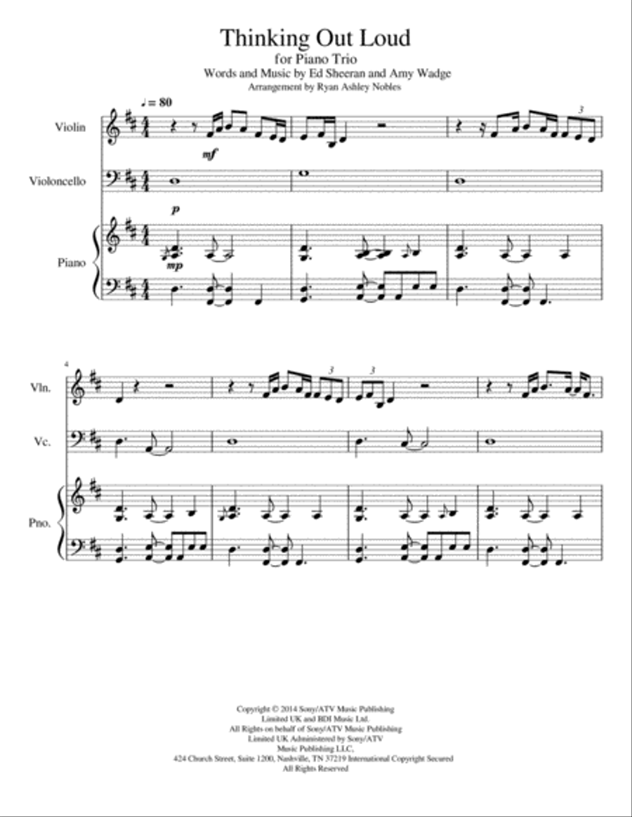 Thinking Out Loud Piano Trio scores gallery preview page 1