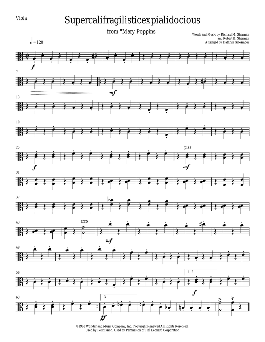 Supercalifragilisticexpialidocious from Walt Disney's MARY POPPINS String Quartet scores gallery preview page 5