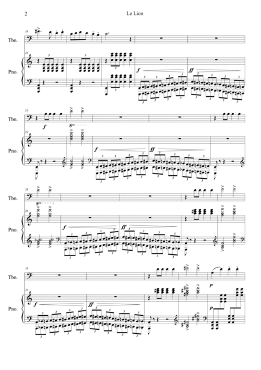 Le Lion (Le Carnaval des Animaux) Easy Piano scores gallery preview page 2