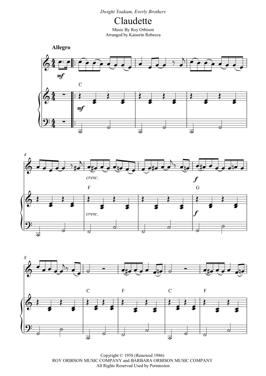 Claudette Claudette Piano scores gallery preview page 1