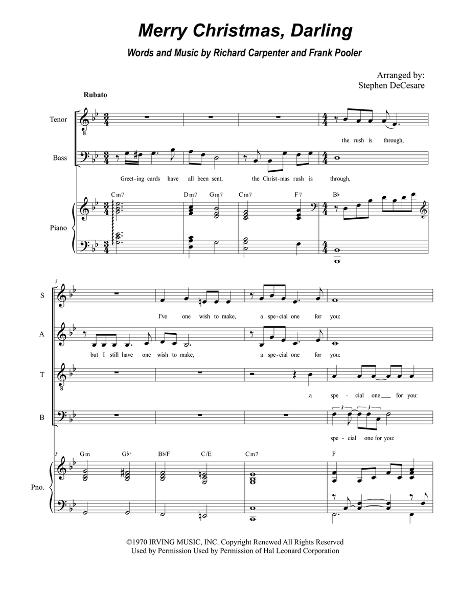 Merry Christmas, Darling 4-Part scores gallery preview page 1