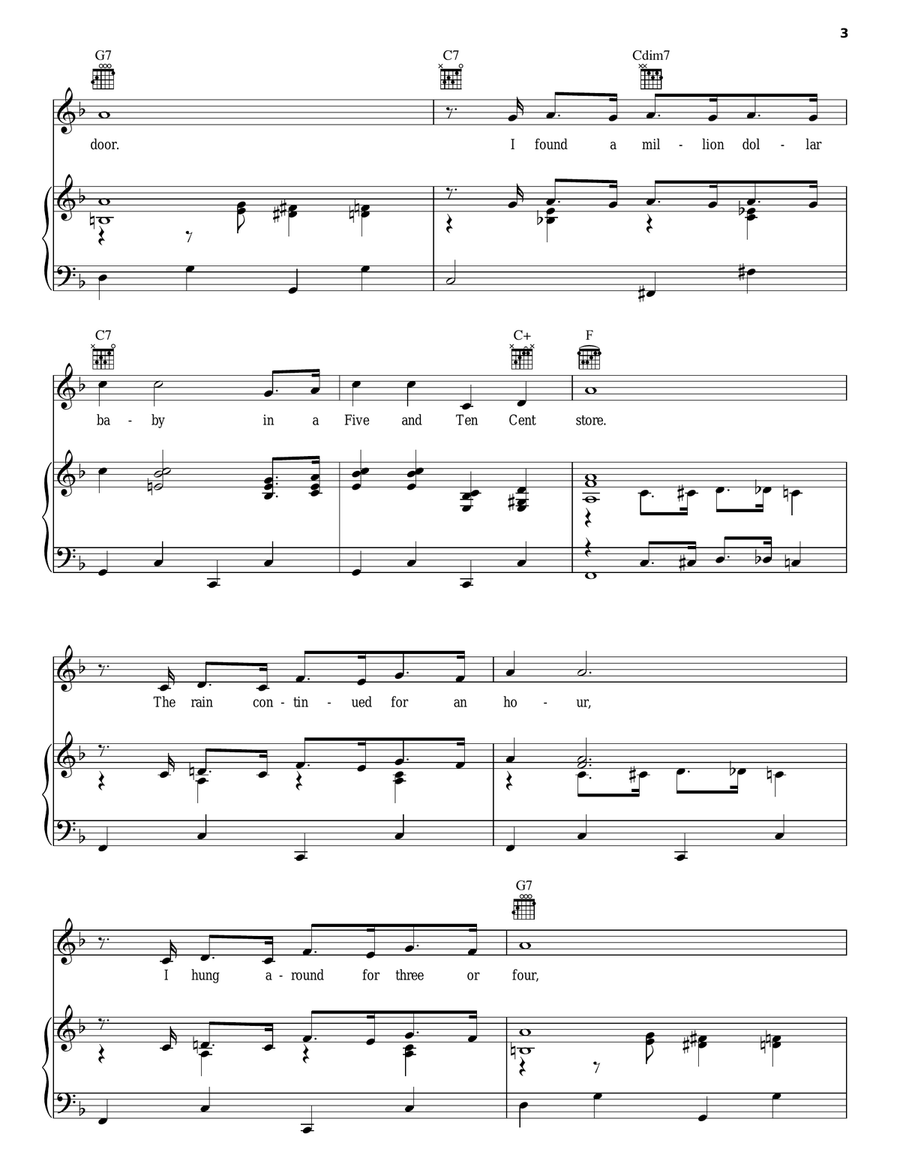 I Found A Million Dollar Baby (In A Five And Ten Cent Store) Piano, Vocal, Guitar scores gallery preview page 3