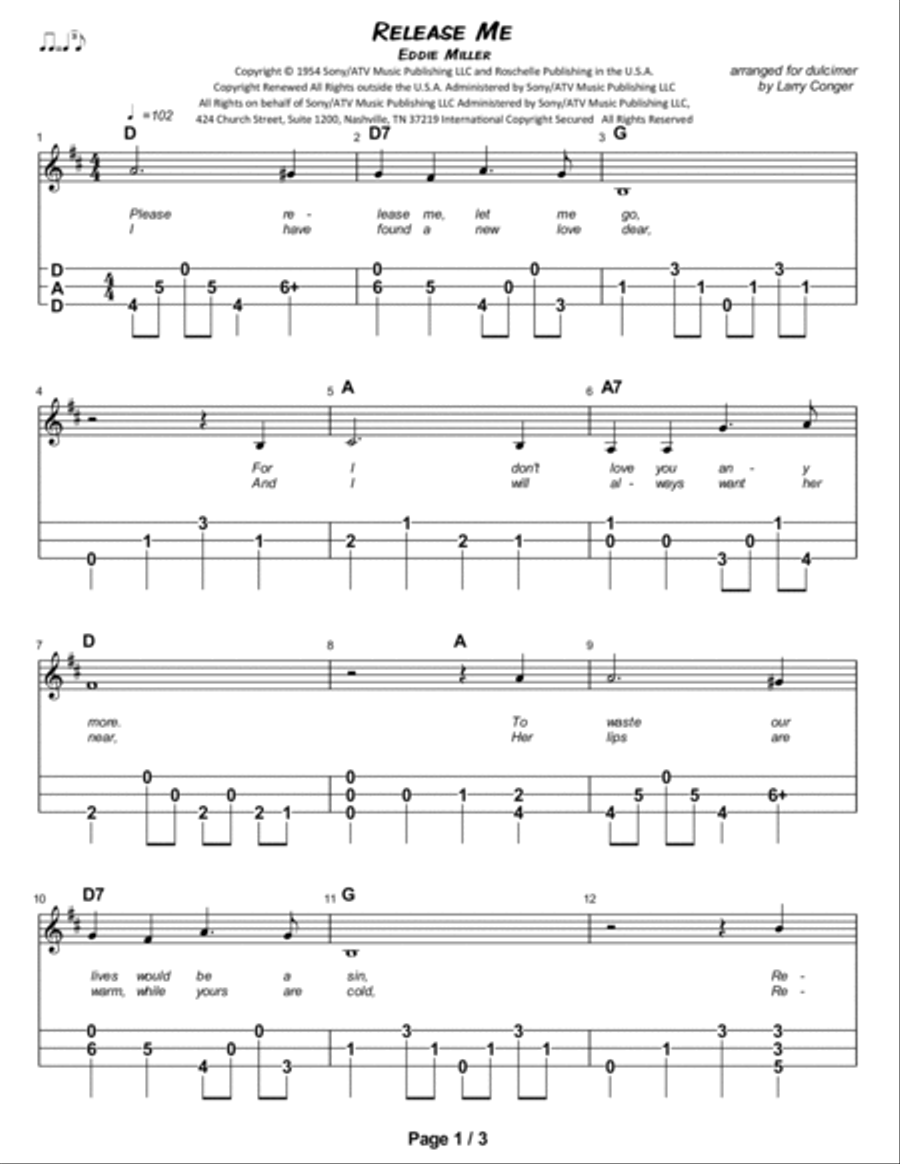 Release Me Dulcimer scores gallery preview page 2