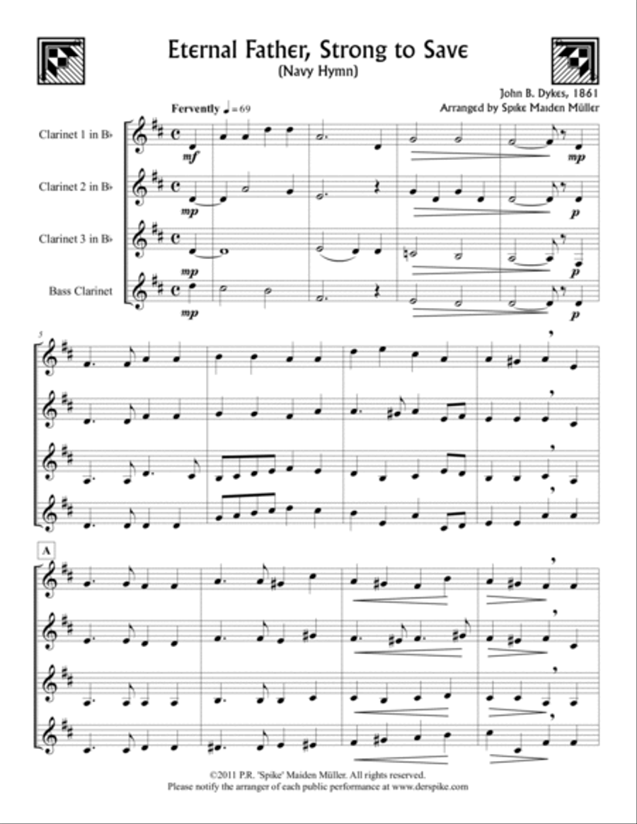 Eternal Father, Strong to Save (Navy Hymn) Woodwind Quartet scores gallery preview page 2