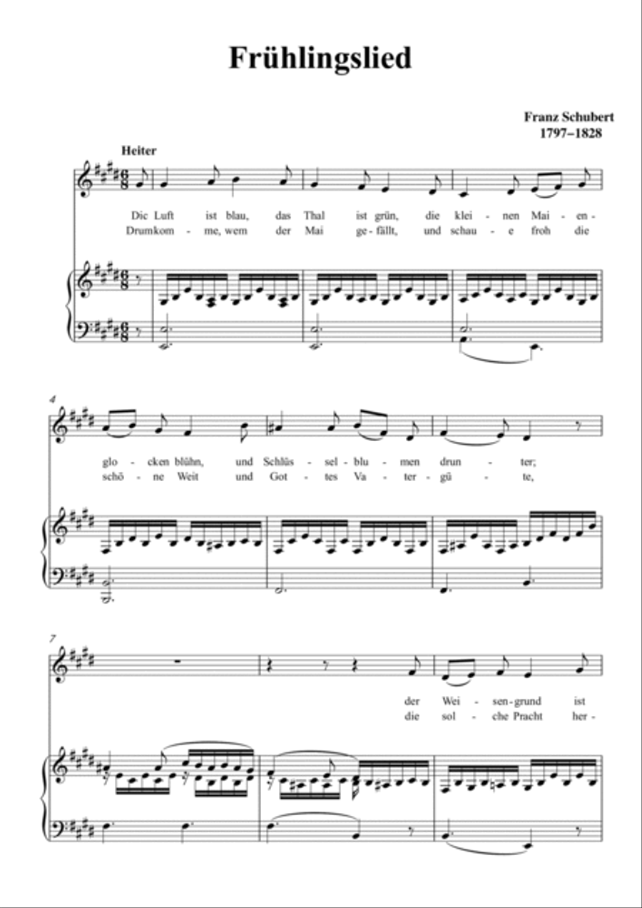Schubert-Frühlingslied in E for Vocal and Piano Voice scores gallery preview page 2
