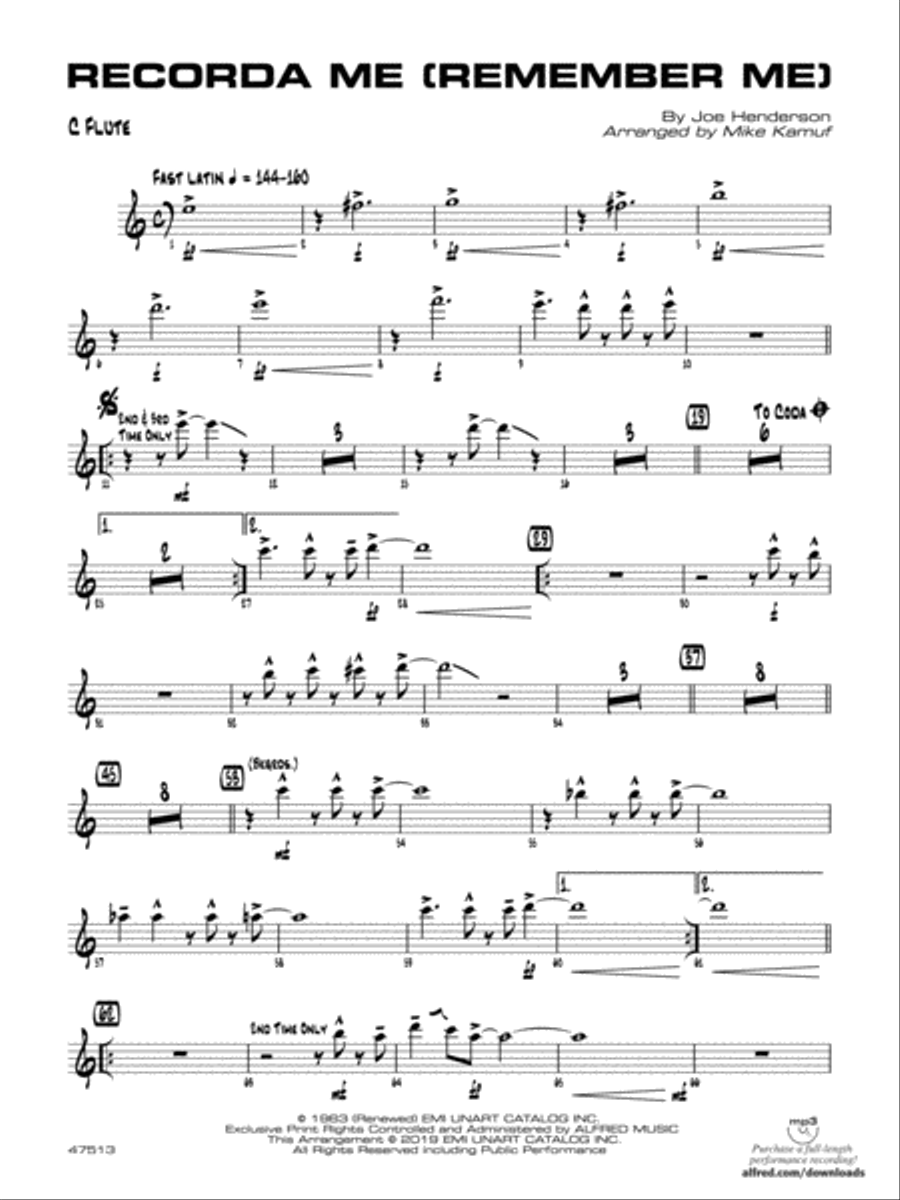 Recorda Me: Flute Jazz Ensemble scores gallery preview page 1